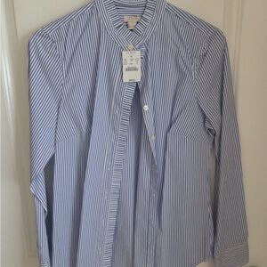 J. Crew Blue and White Striped Button Down Shirt